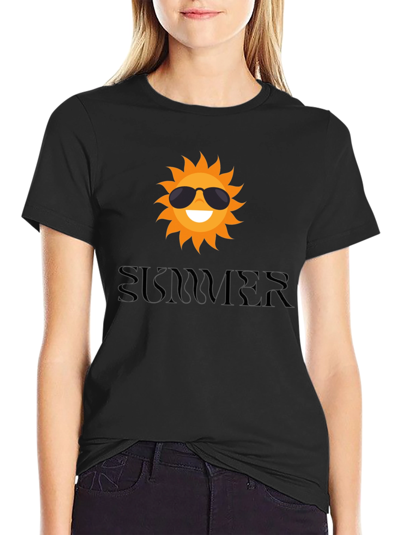 Summer Sun Graphic Black T-Shirt