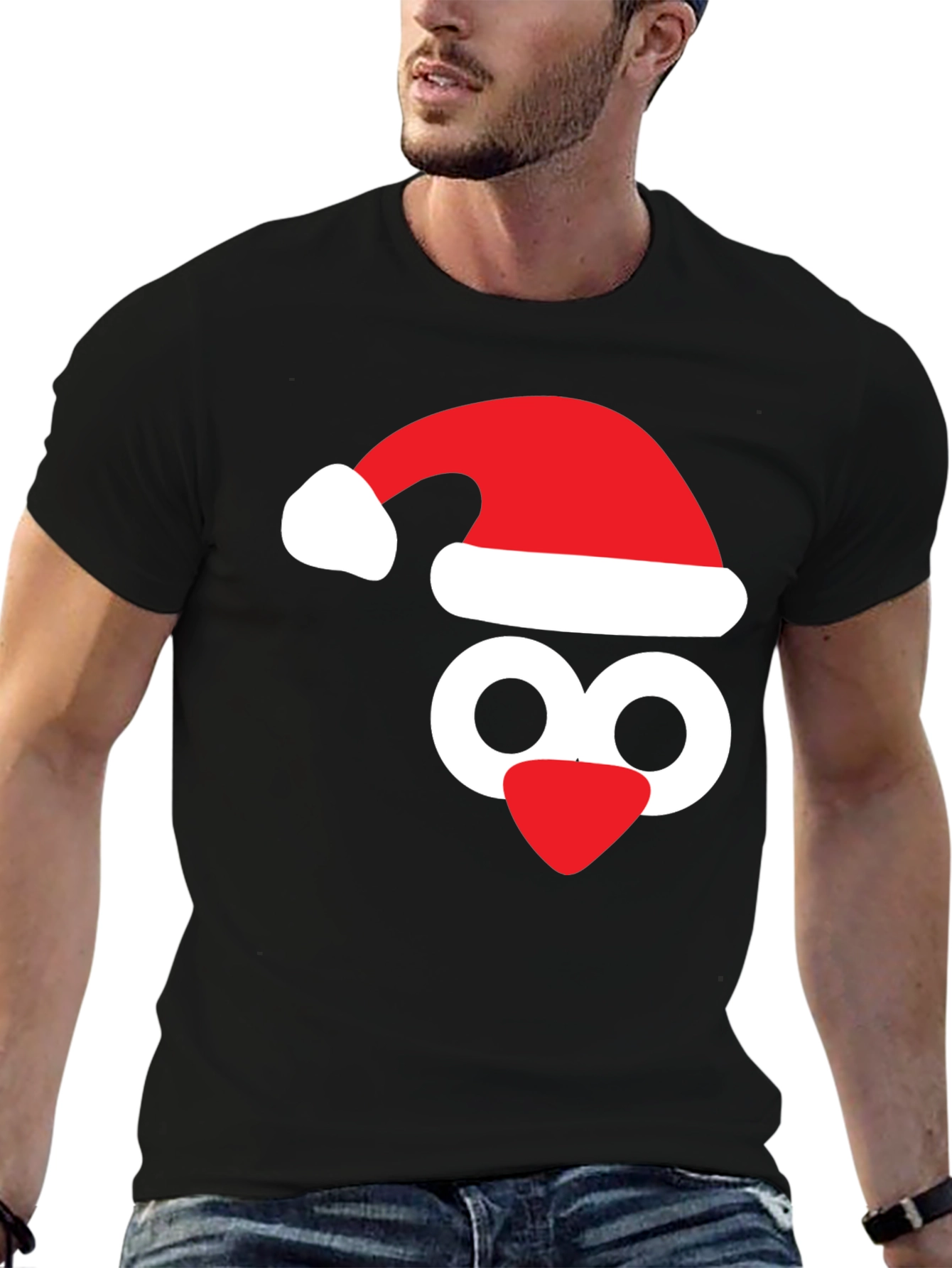 Festive Penguin Tee - Santa Hat Holiday Shirt