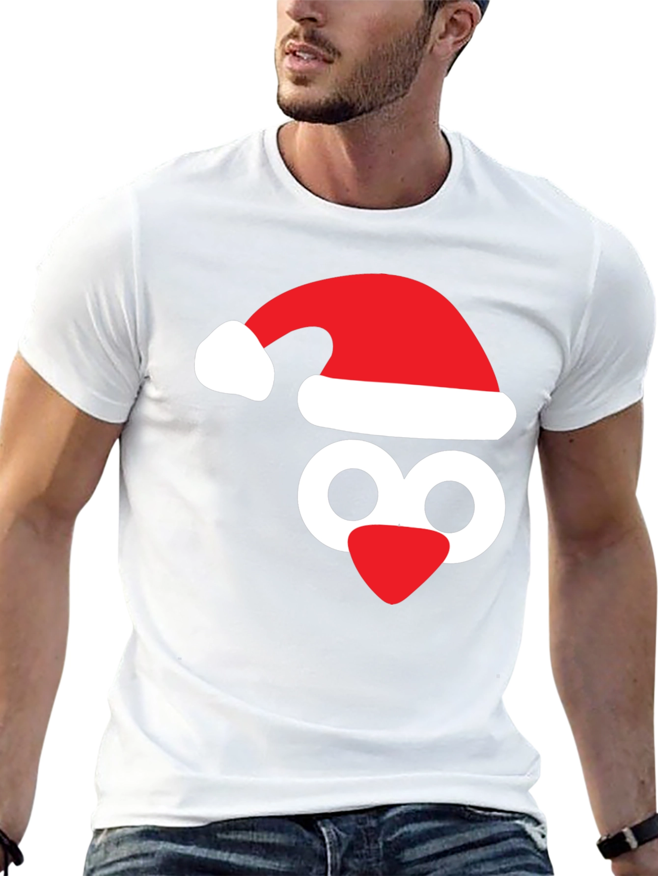 Festive Penguin Tee - Santa Hat Holiday Shirt