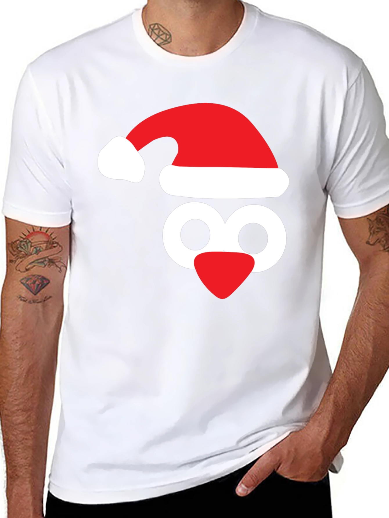 Festive Penguin Tee - Santa Hat Holiday Shirt