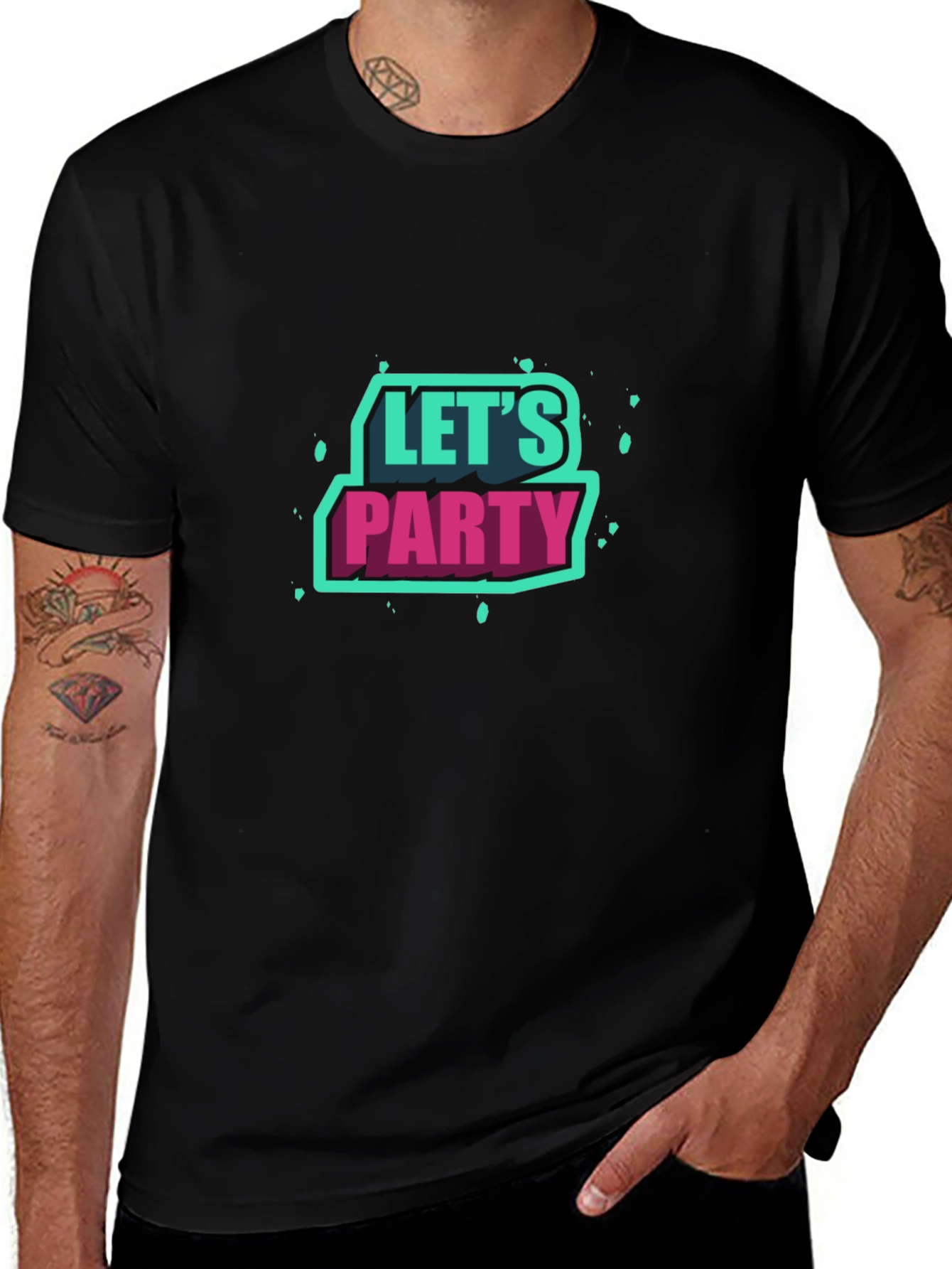 Lets Party Graphic Tee - Black Short Sleeve