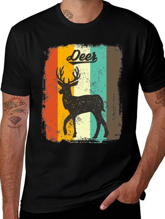 Vintage Deer Graphic Tee - Retro Style T-Shirt