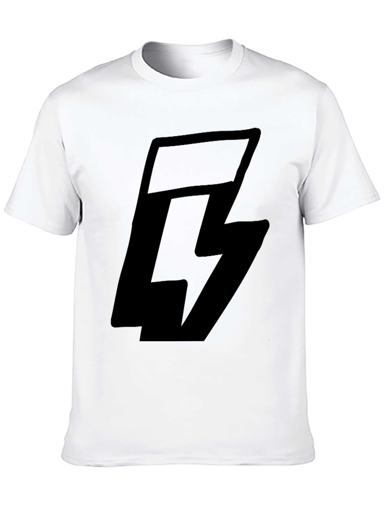 Black Graphic Tee with Lightning Bolt Logo