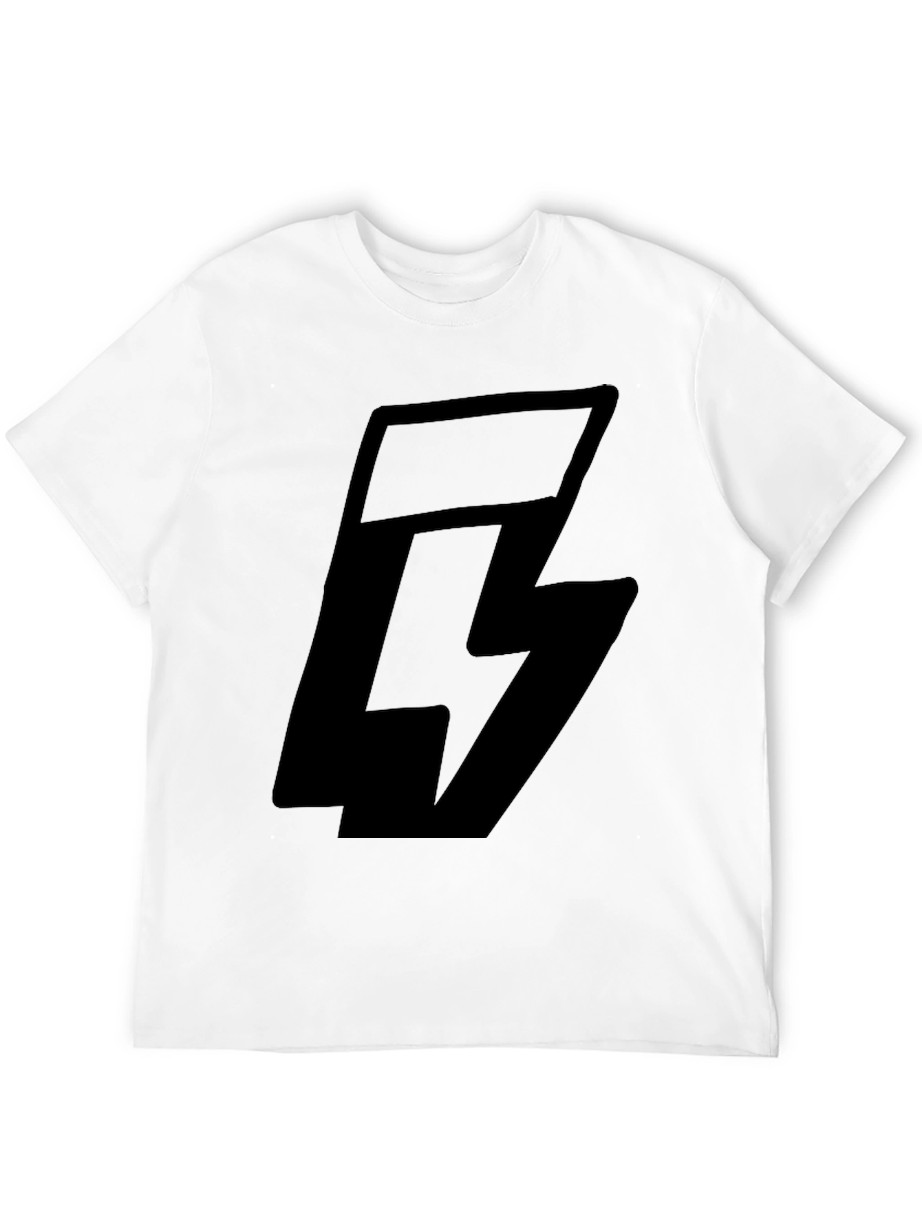 Black Graphic Tee with Lightning Bolt Logo