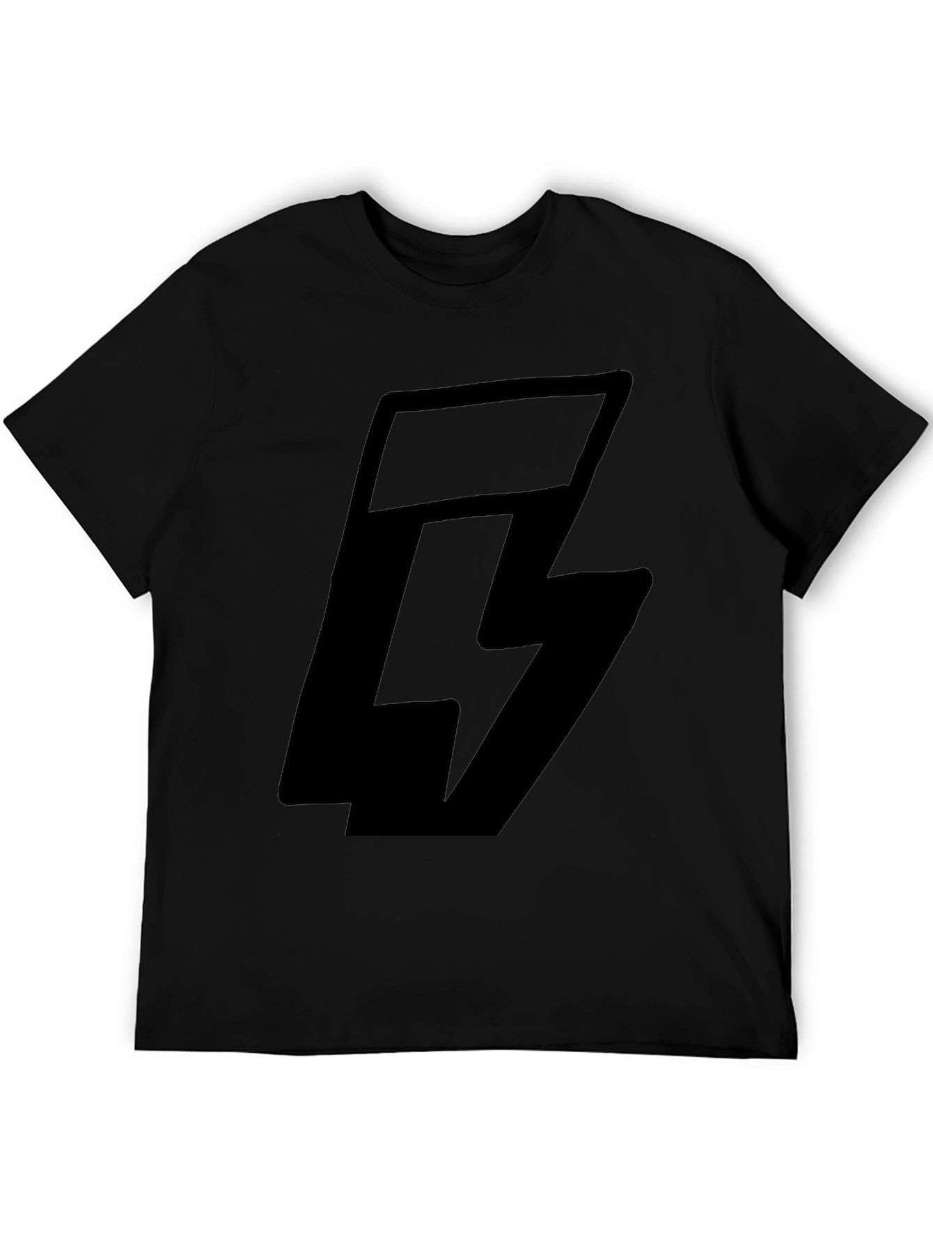 Black Graphic Tee with Lightning Bolt Logo