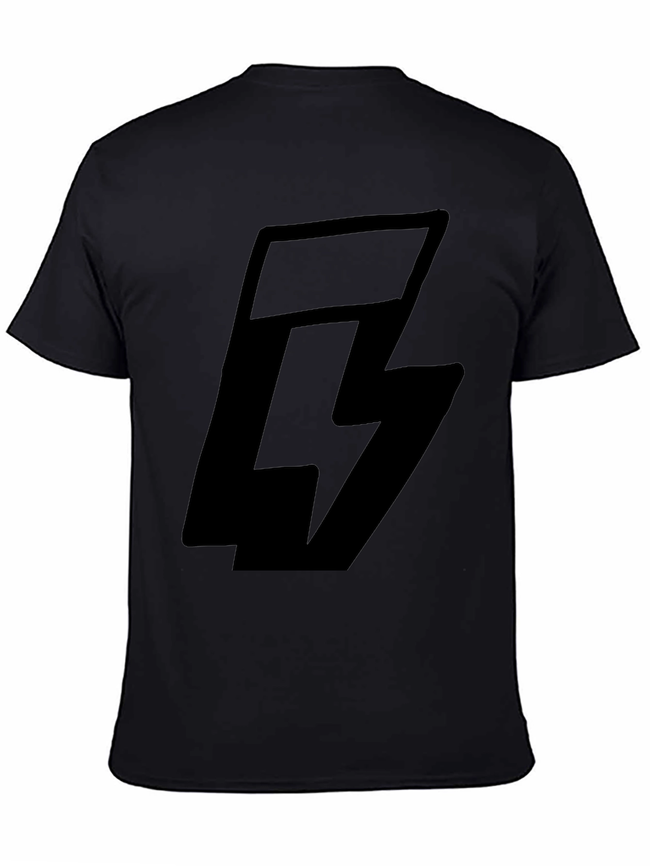 Black Graphic Tee with Lightning Bolt Logo