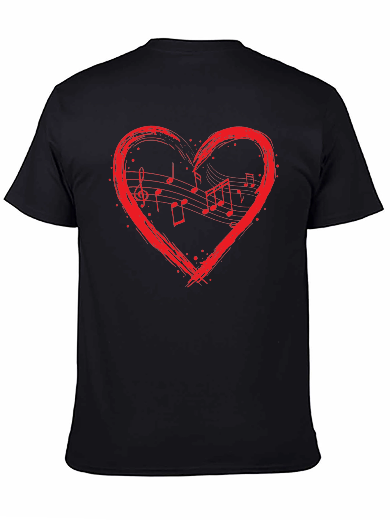 Music Heart T-Shirt - Black Crew Neck Graphic Tee
