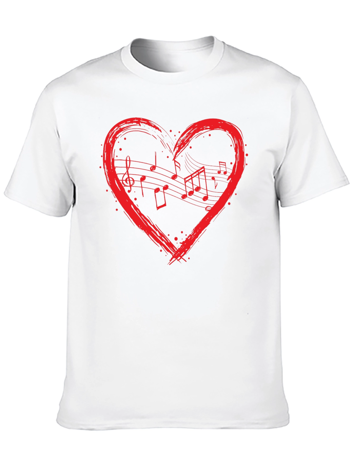 Music Heart T-Shirt - Black Crew Neck Graphic Tee