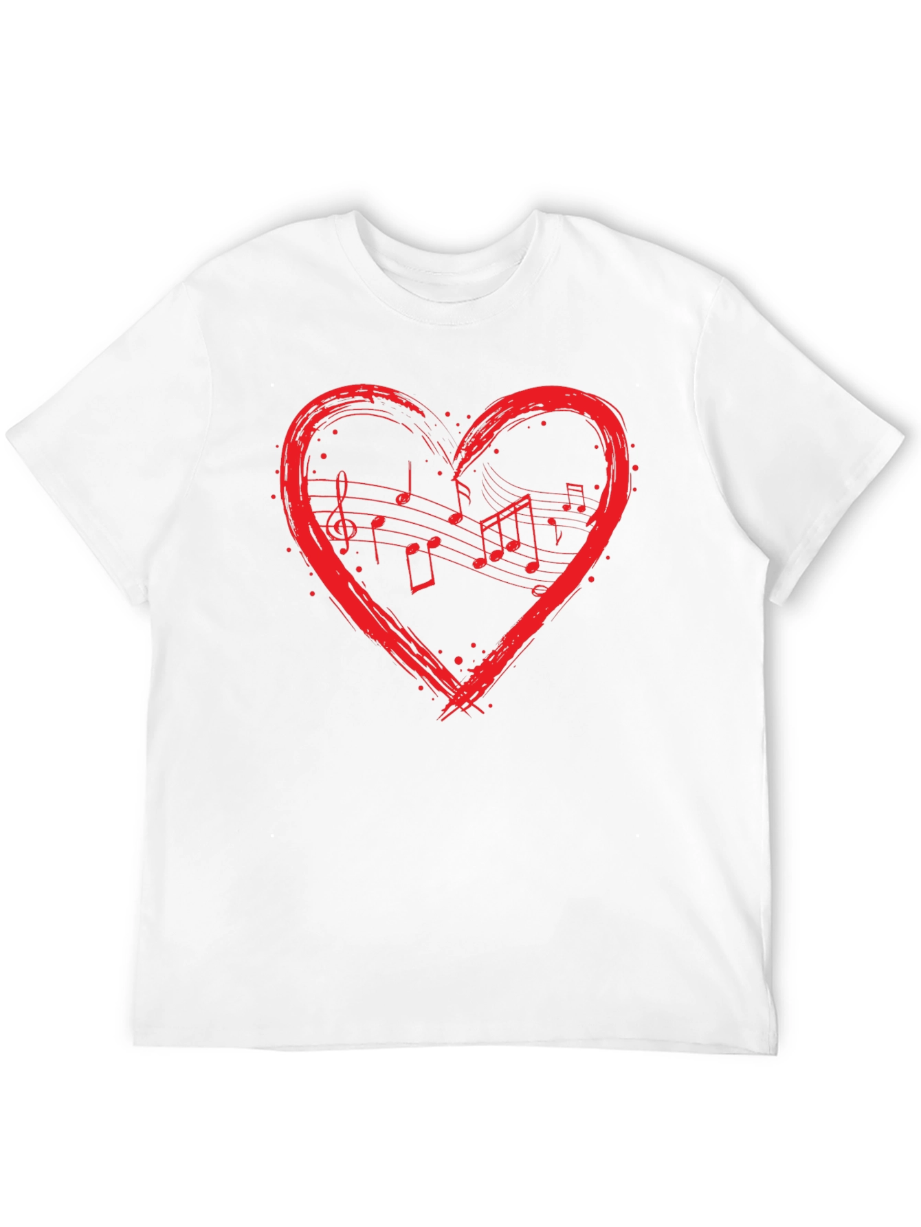 Music Heart T-Shirt - Black Crew Neck Graphic Tee