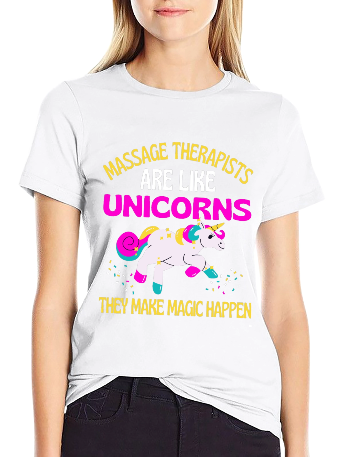 Massage Therapists Unicorns Funny Graphic T-Shirt