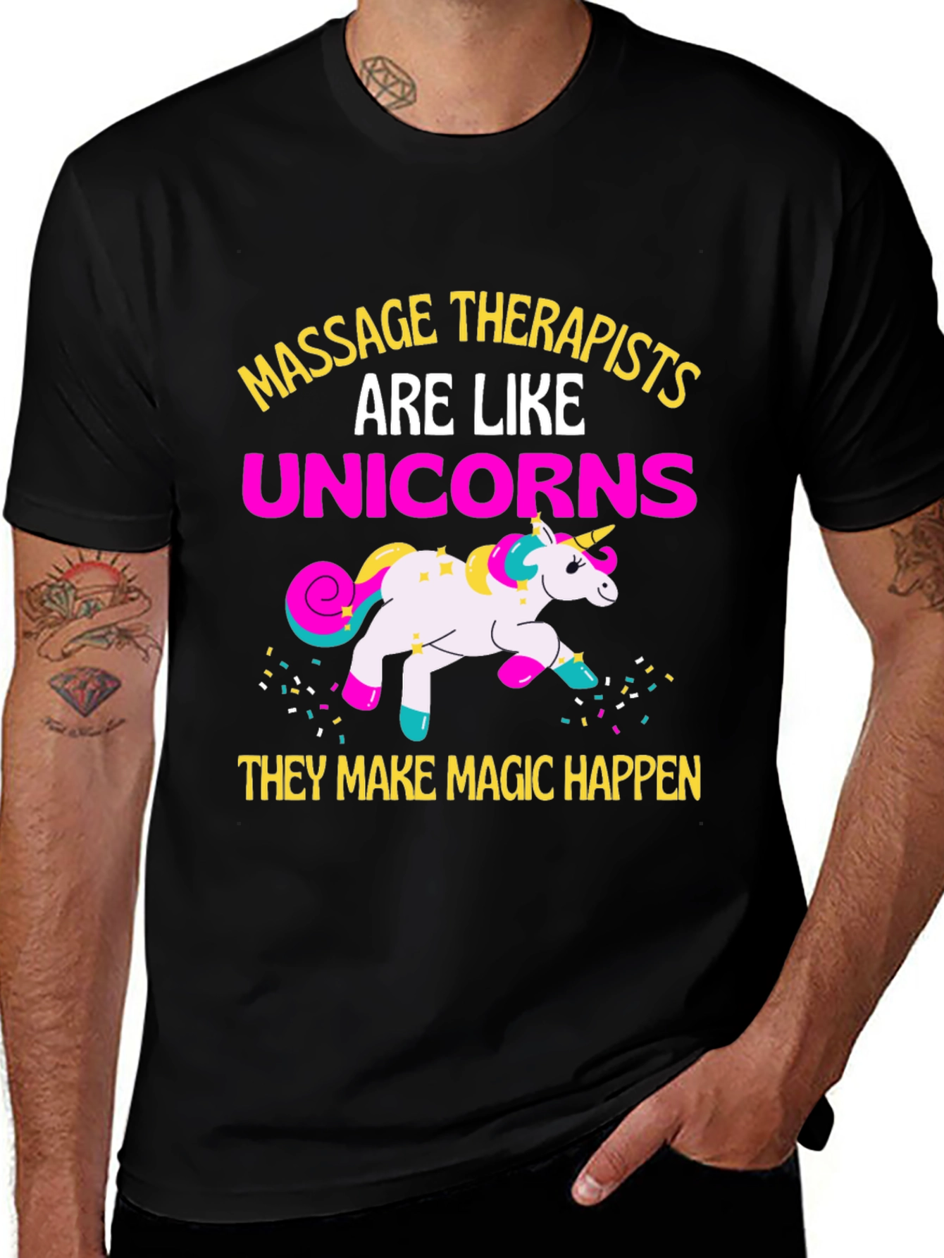 Massage Therapists Unicorns Funny Graphic T-Shirt