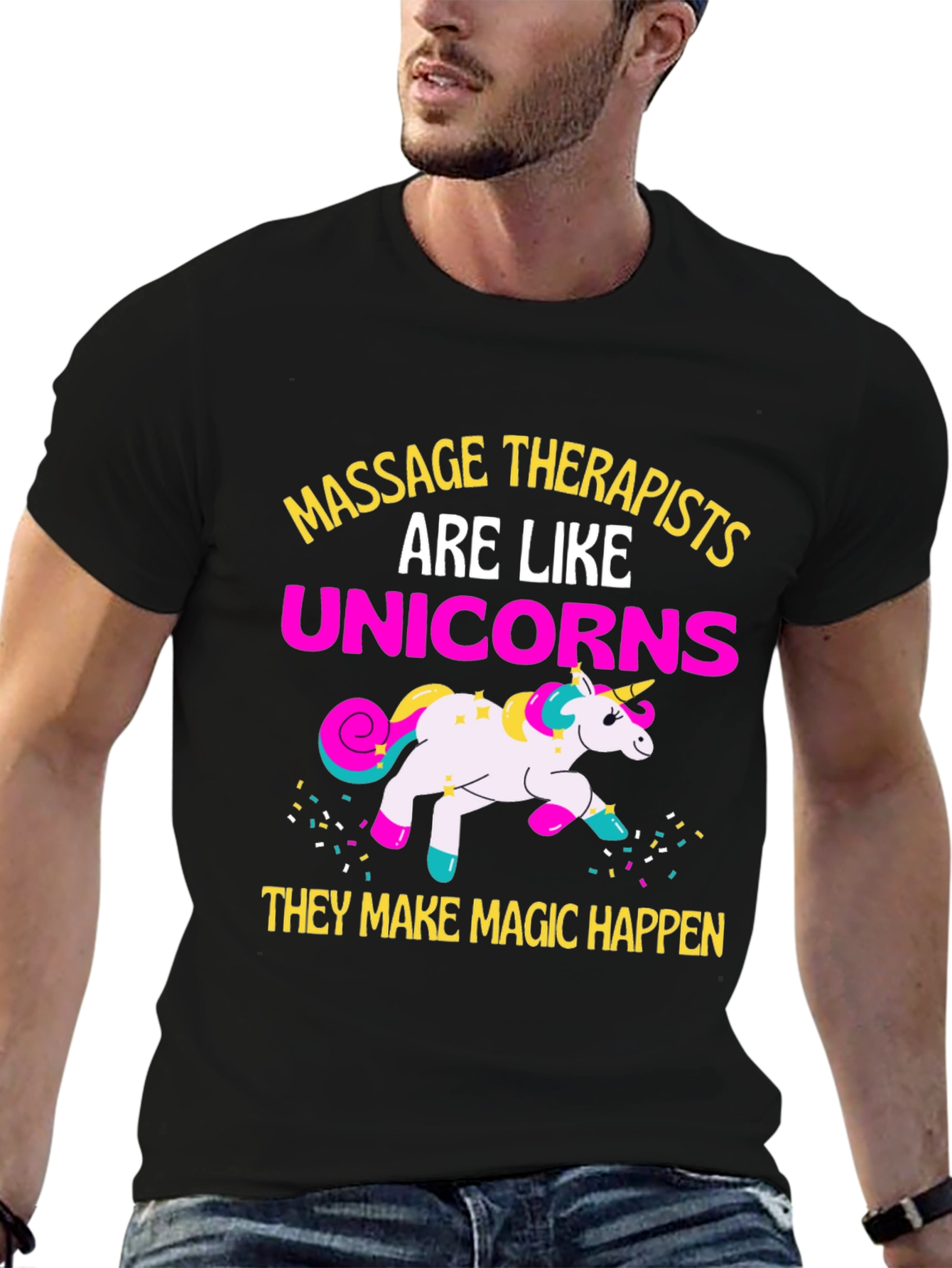 Massage Therapists Unicorns Funny Graphic T-Shirt
