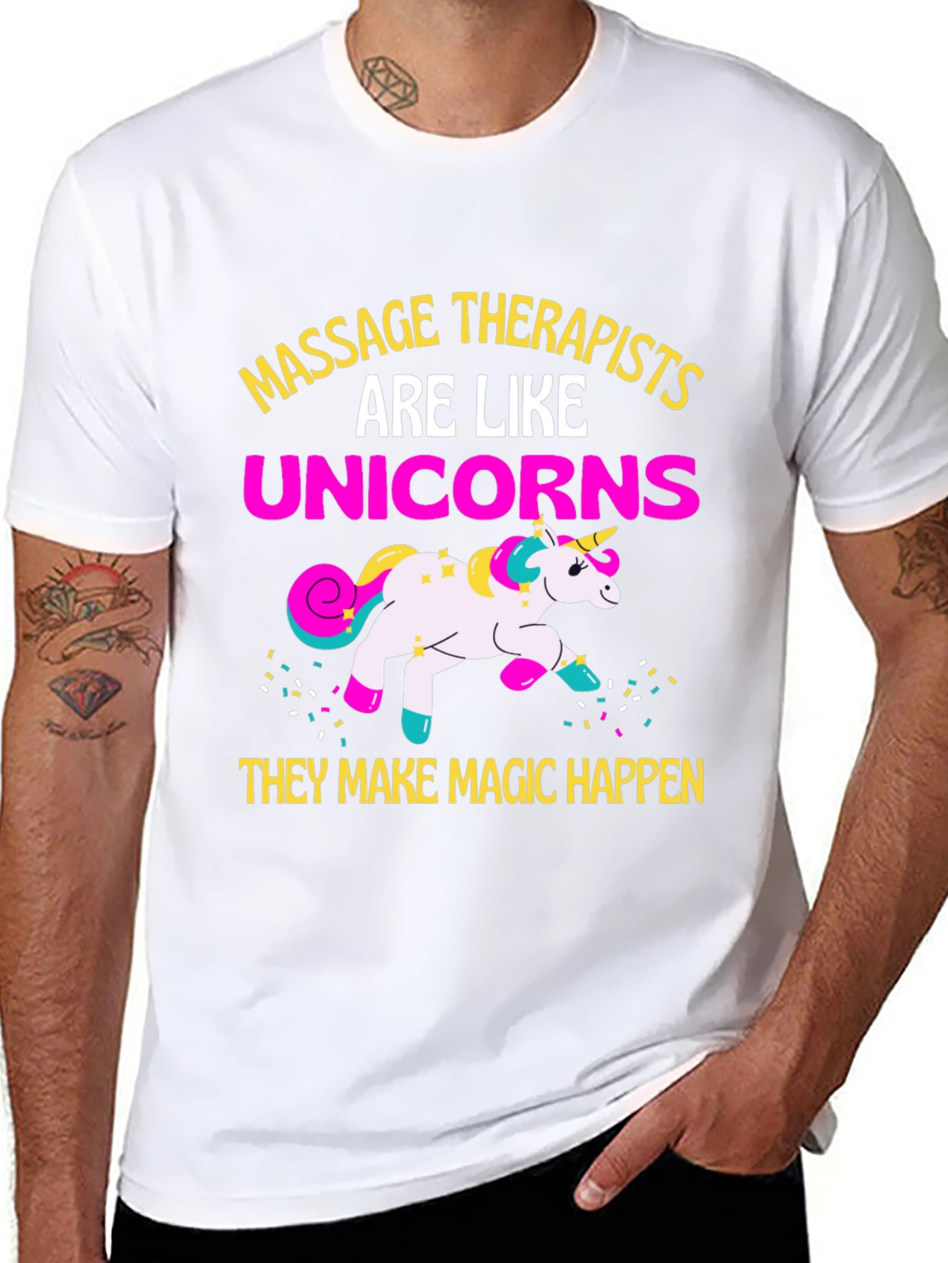 Massage Therapists Unicorns Funny Graphic T-Shirt