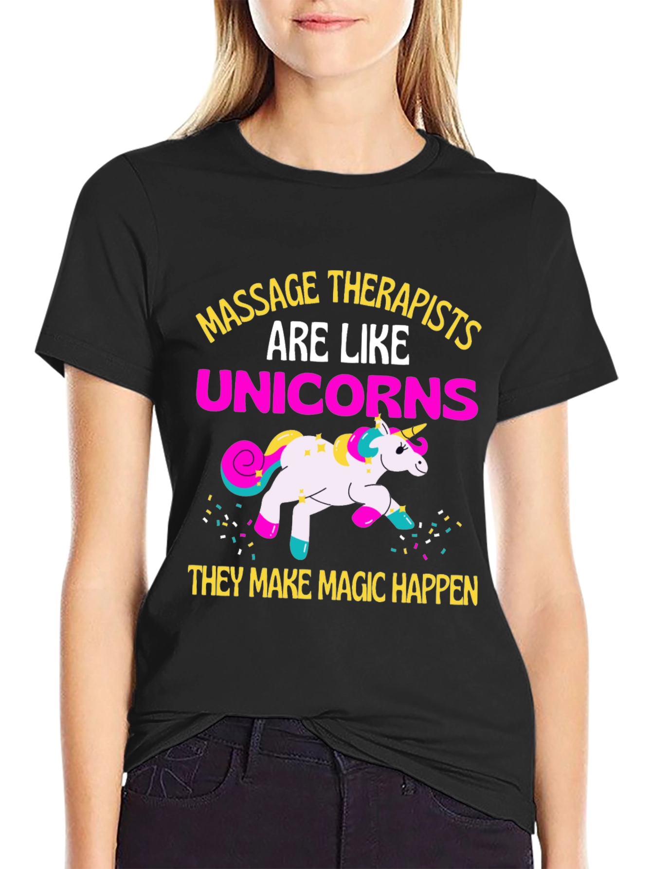 Massage Therapists Unicorns Funny Graphic T-Shirt