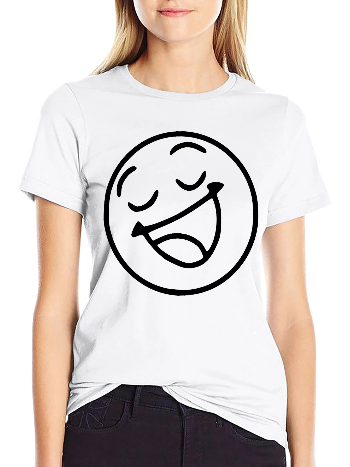 Smiling Emoji Graphic T-Shirt - Black