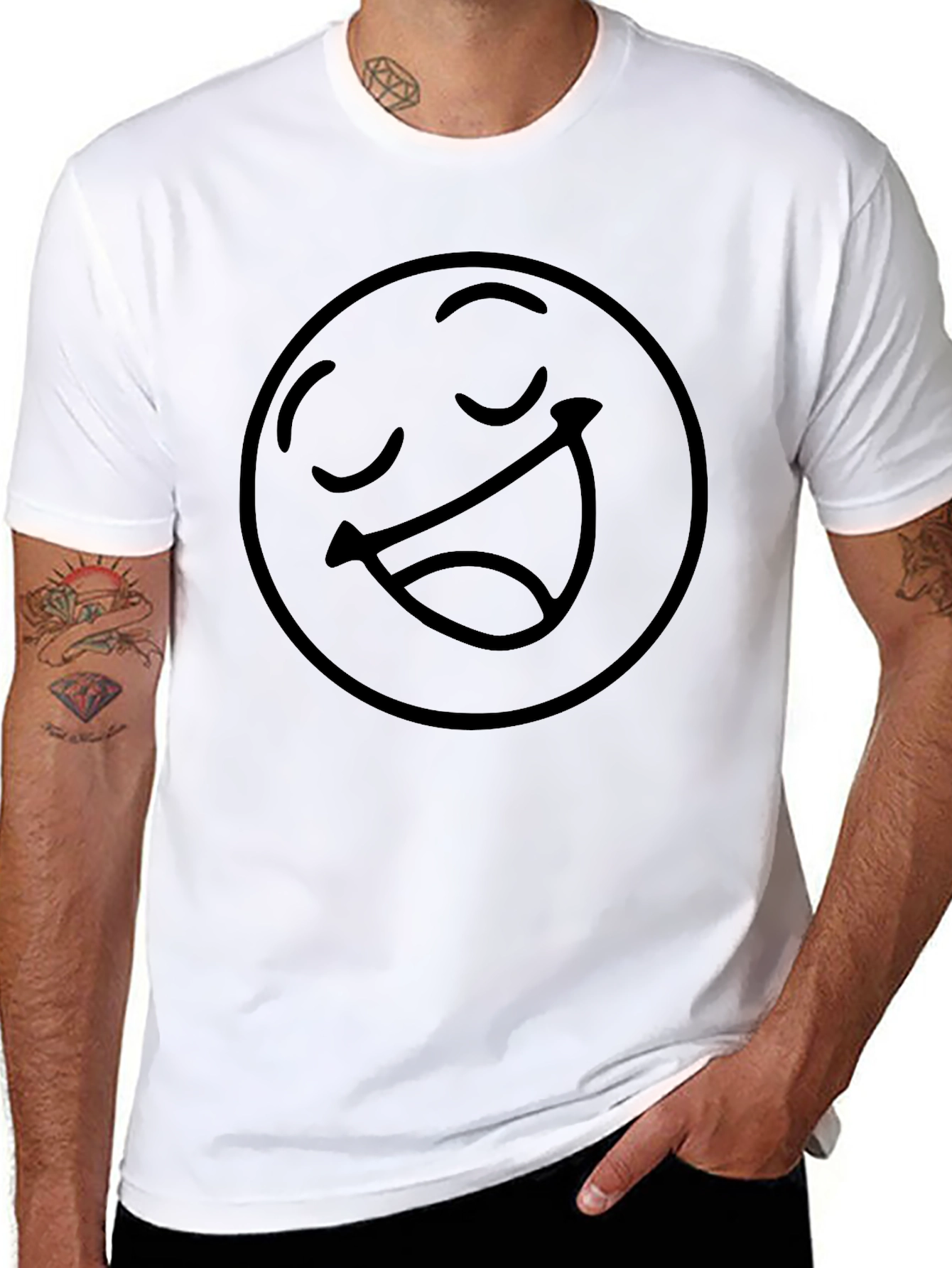 Smiling Emoji Graphic T-Shirt - Black
