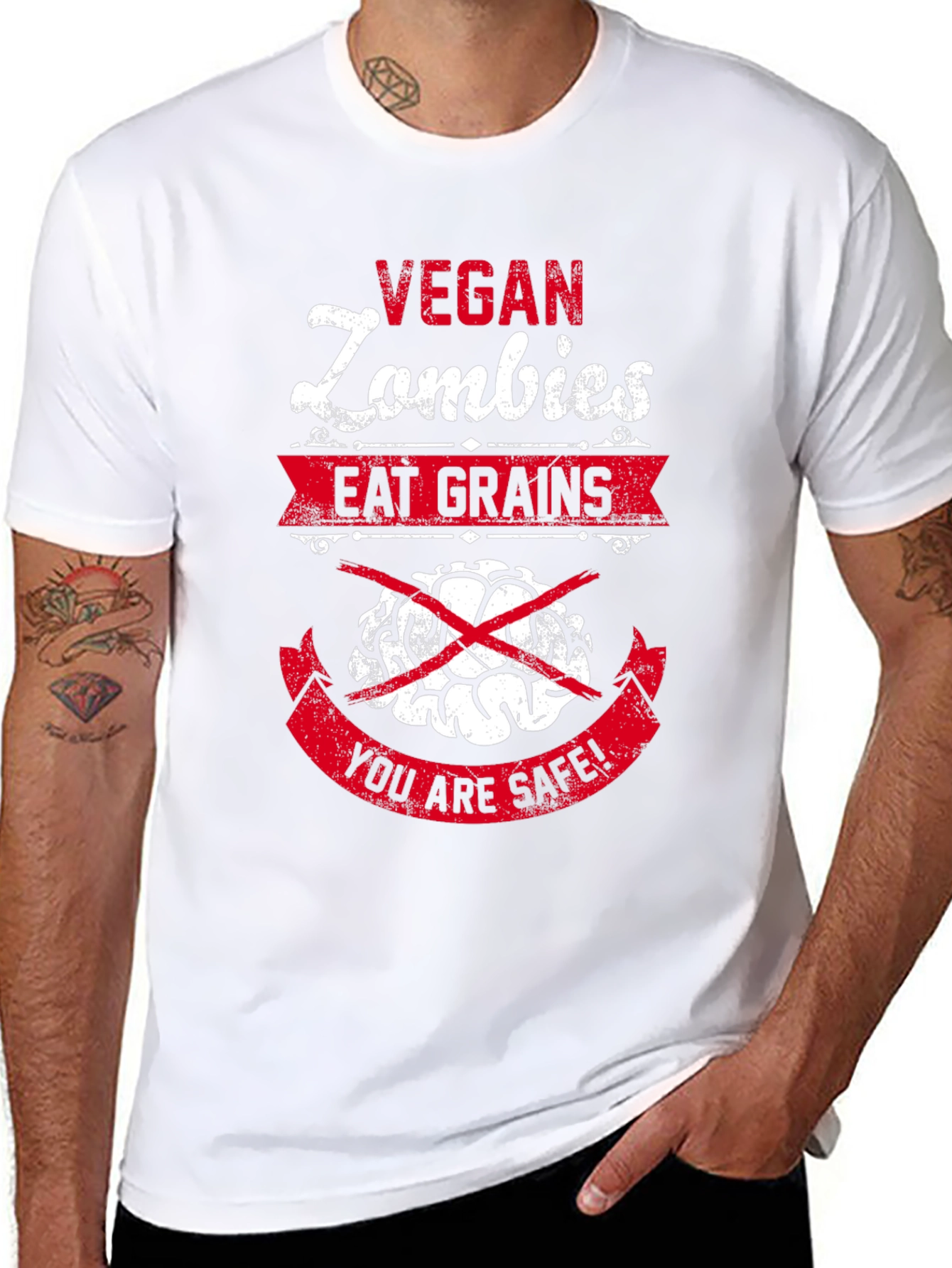 Vegan Zombies Eat Grains Graphic T-Shirt
