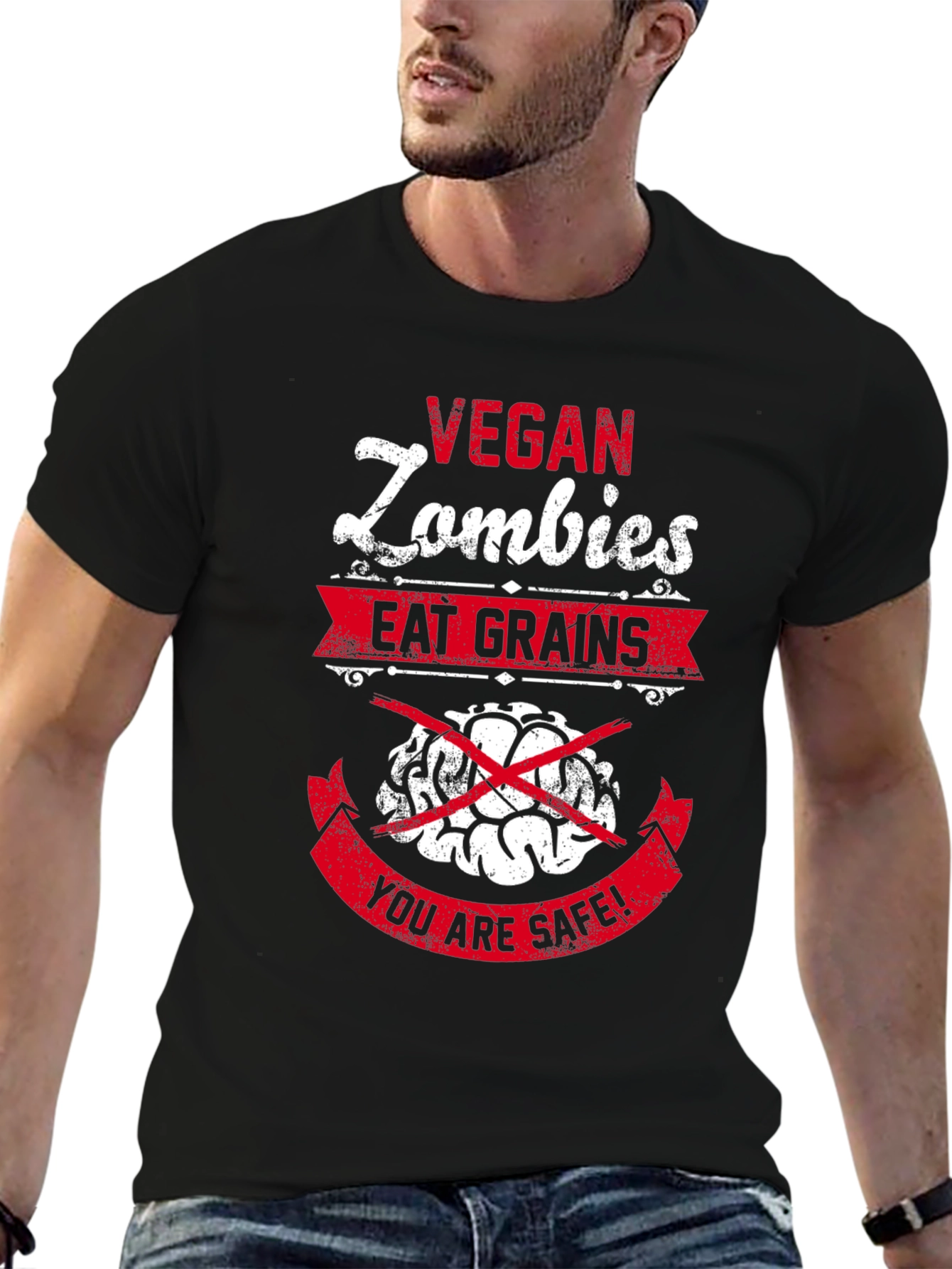 Vegan Zombies Eat Grains Graphic T-Shirt