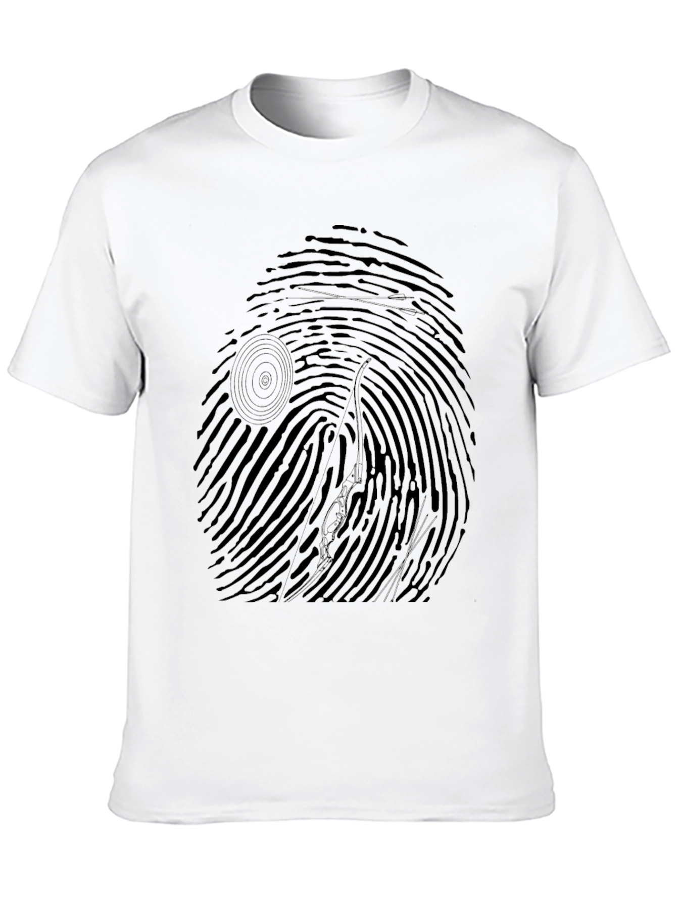 Unique Fingerprint Tree Graphic Black T-Shirt