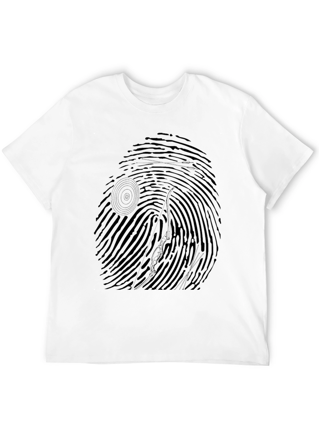 Unique Fingerprint Tree Graphic Black T-Shirt