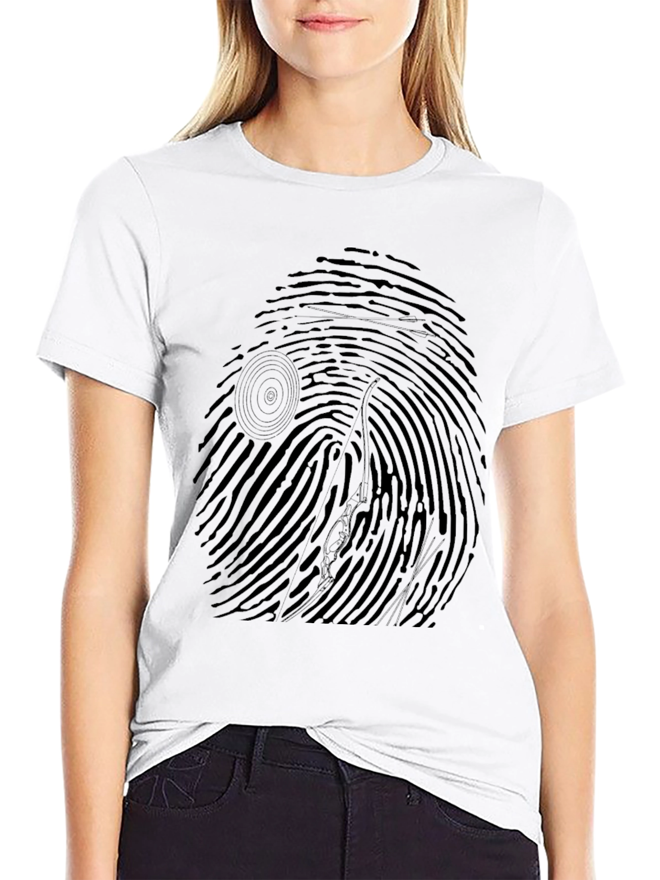 Unique Fingerprint Tree Graphic Black T-Shirt