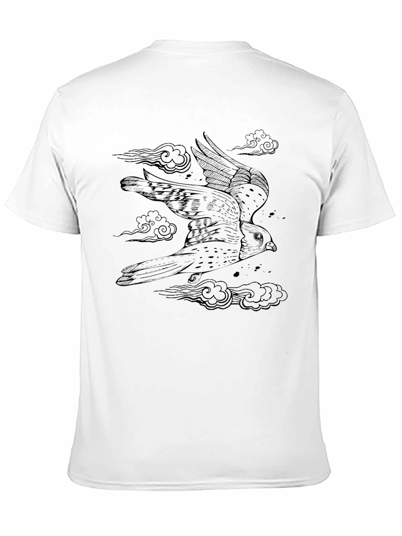 Mens Black Tee with Falcon Graphic Print
