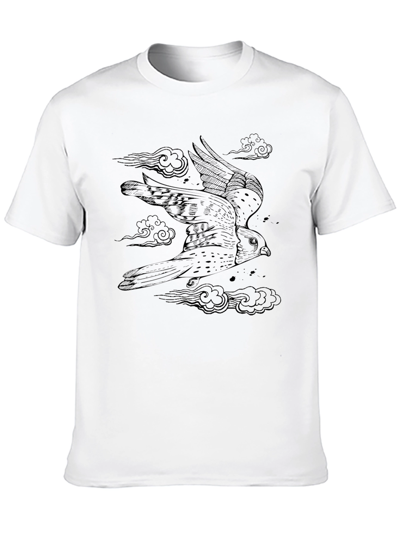 Mens Black Tee with Falcon Graphic Print