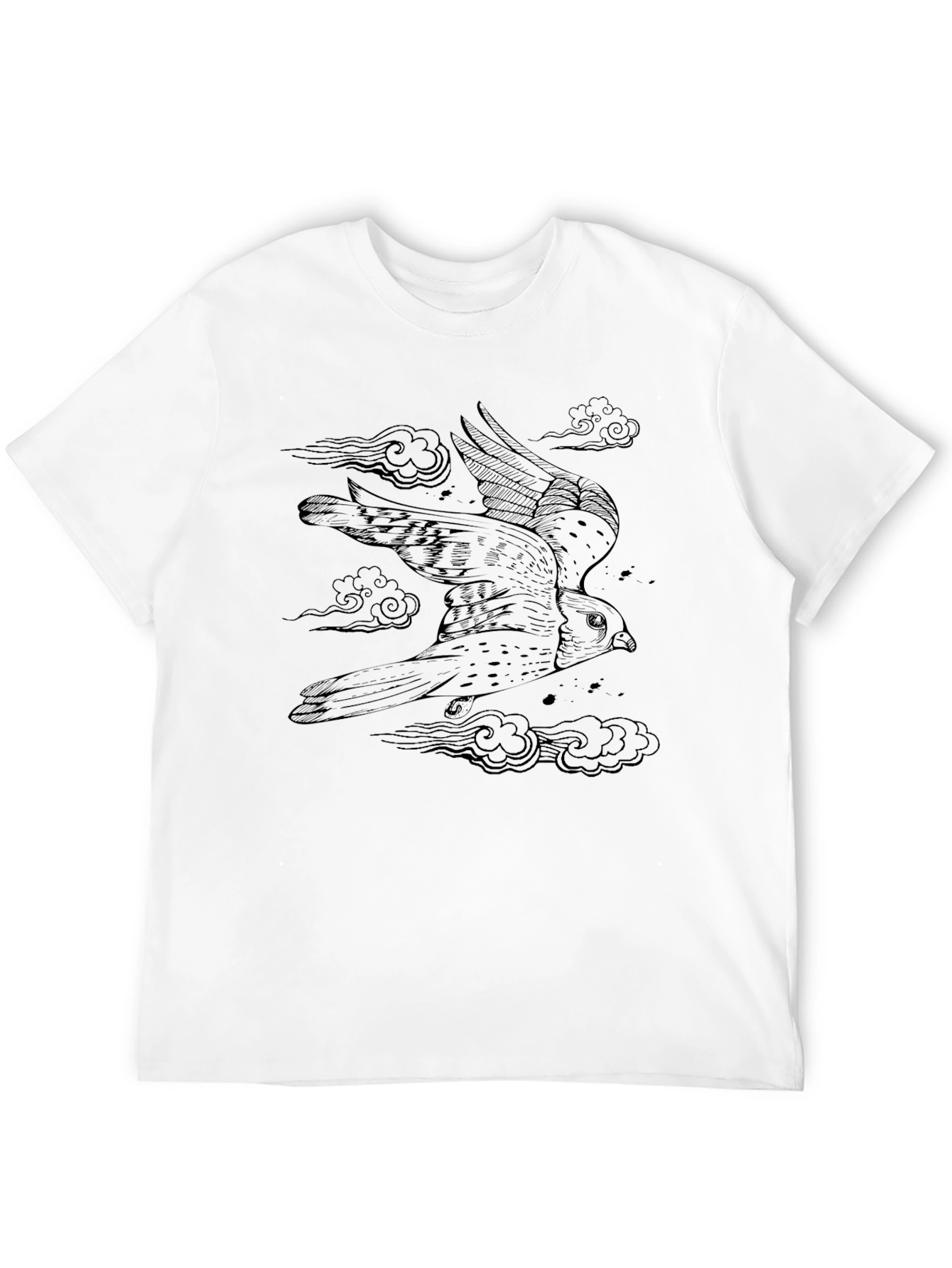 Mens Black Tee with Falcon Graphic Print