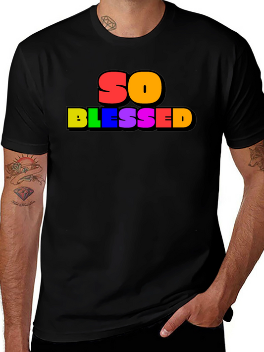 So Blessed Graphic Tee - Rainbow Colors Black Shirt