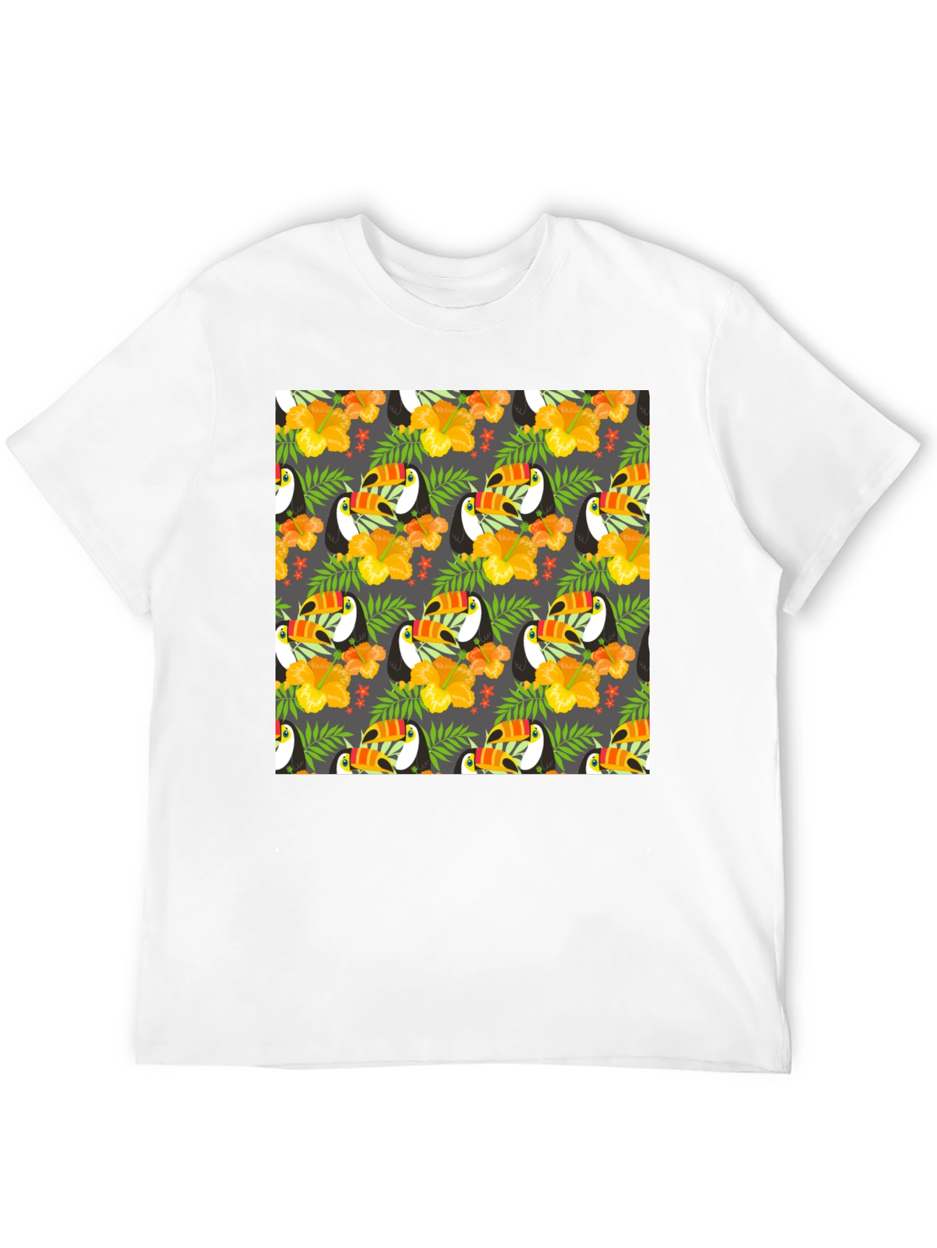 Tropical Toucan Print Crew Neck Tee