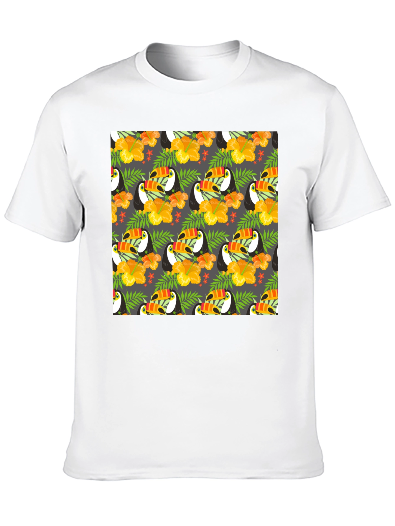 Tropical Toucan Print Crew Neck Tee
