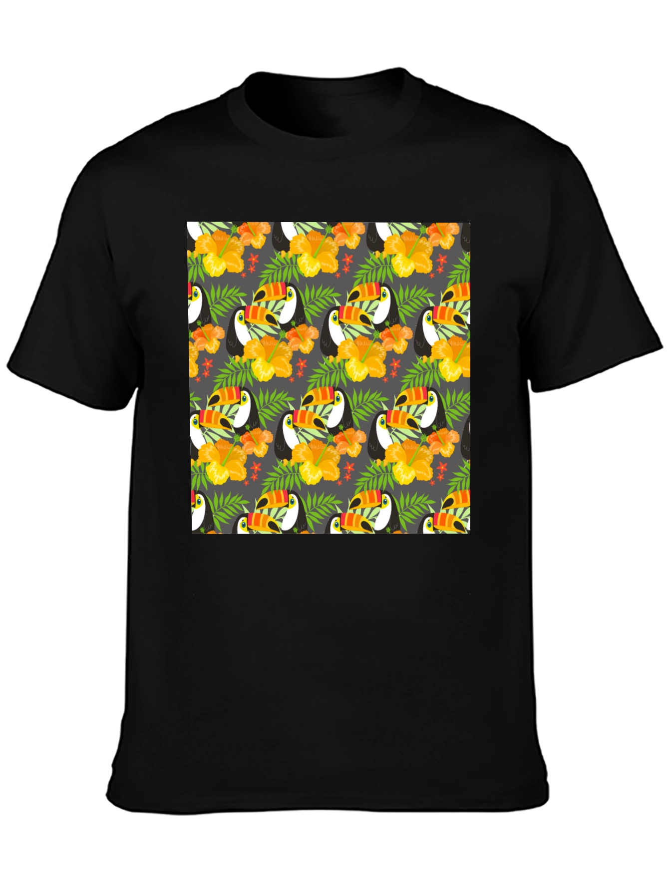 Tropical Toucan Print Crew Neck Tee