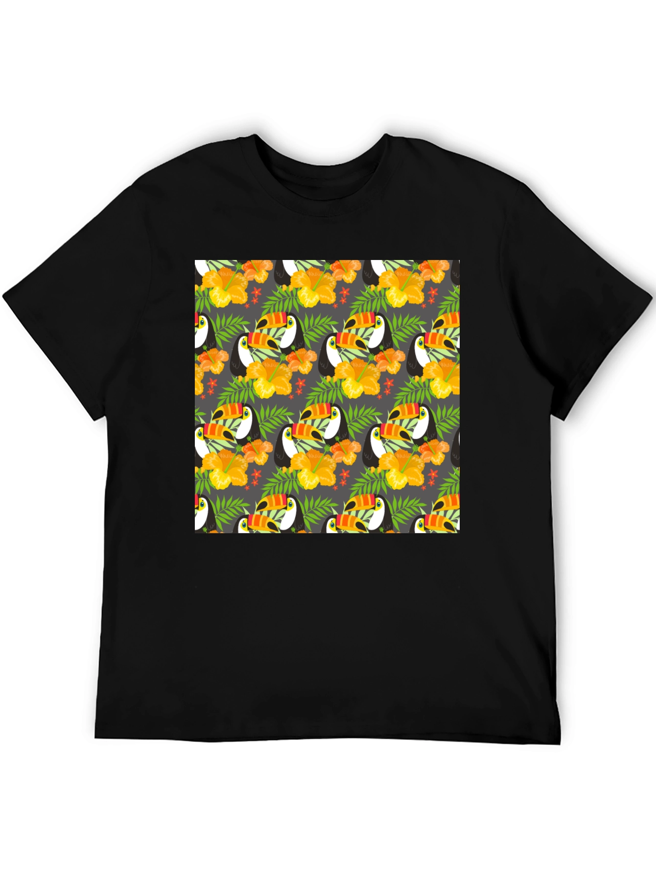Tropical Toucan Print Crew Neck Tee