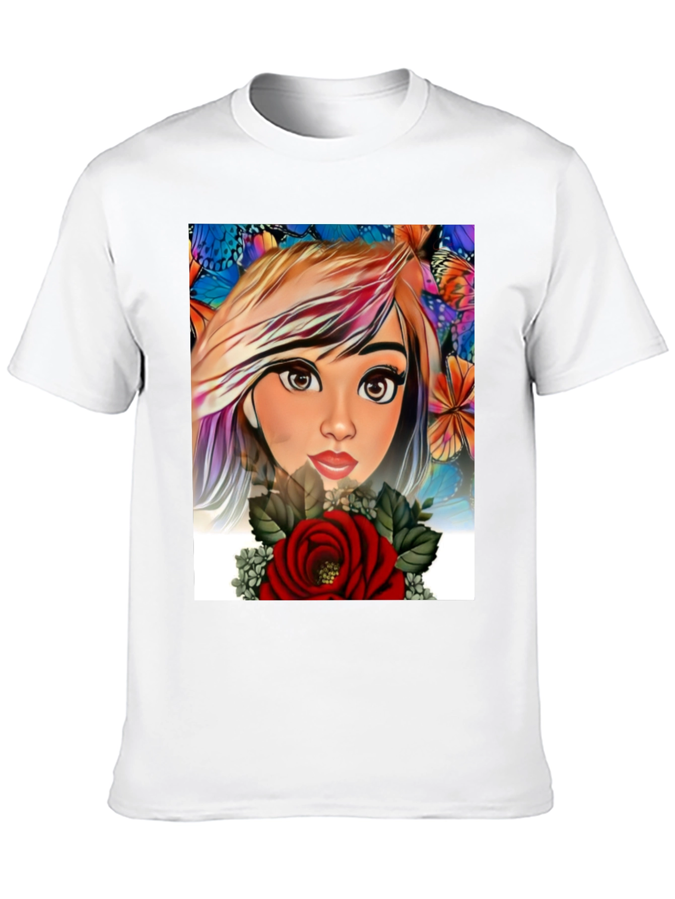 Artistic Floral Girl Graphic Print Tee