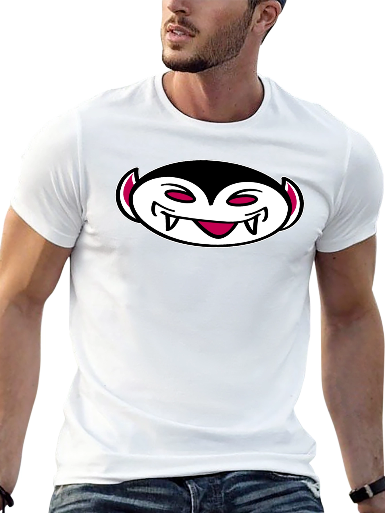 Vampire Cartoon Graphic Black T-Shirt