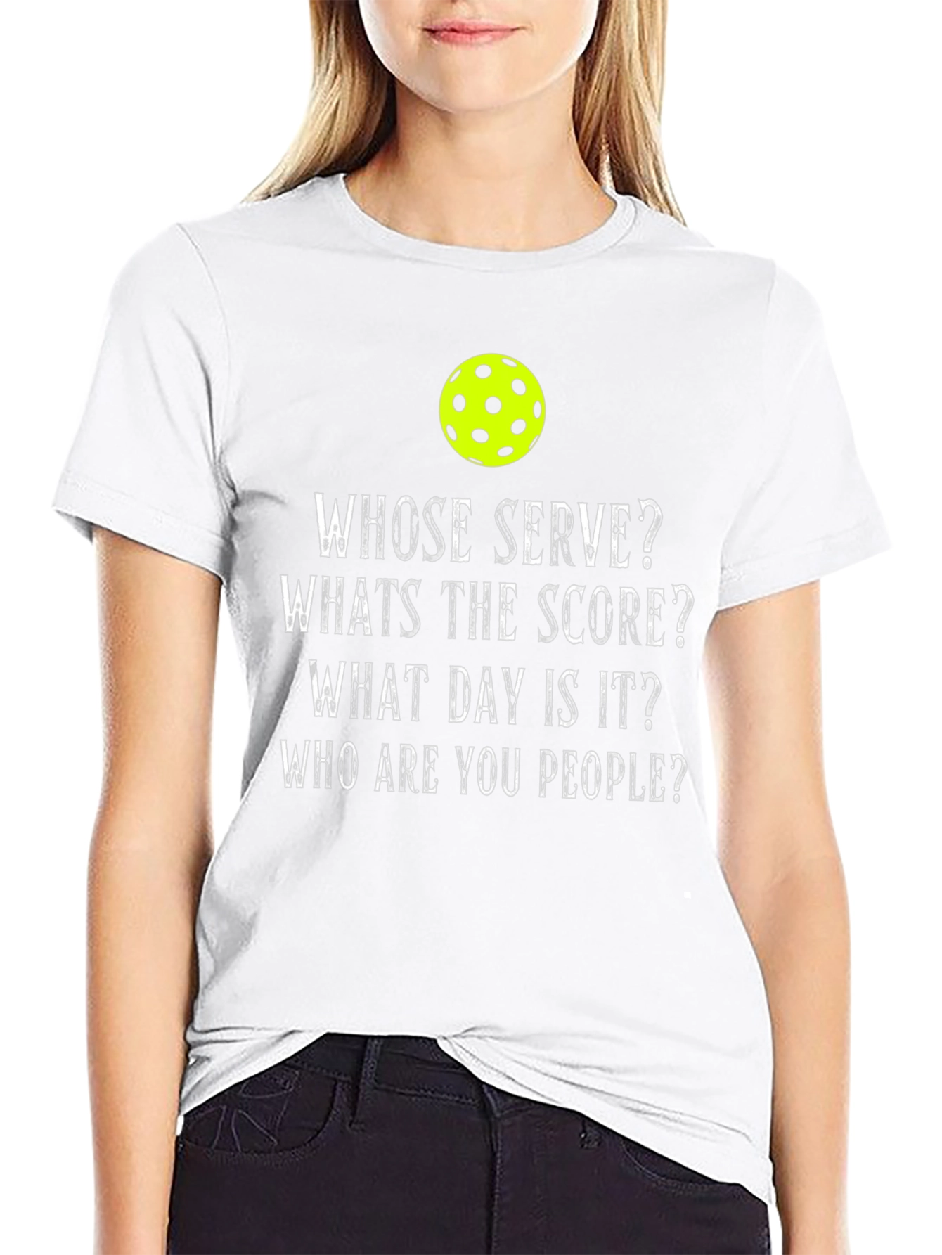 Pickleball T-Shirt: Whose Serve? Funny Pickleball Tee