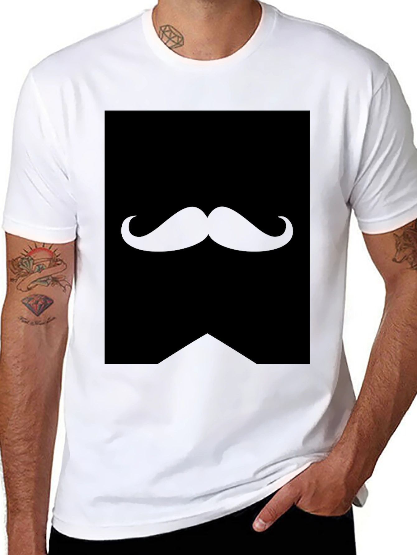 Mustache Graphic Black T-Shirt