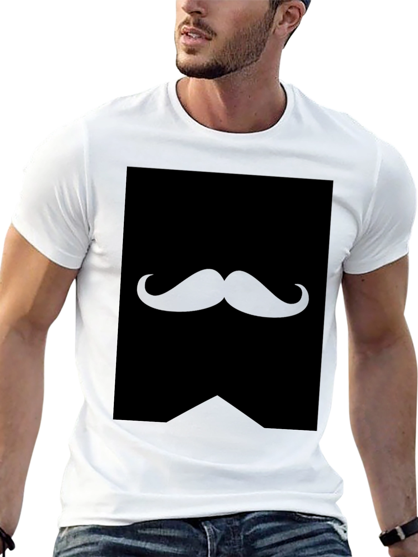 Mustache Graphic Black T-Shirt