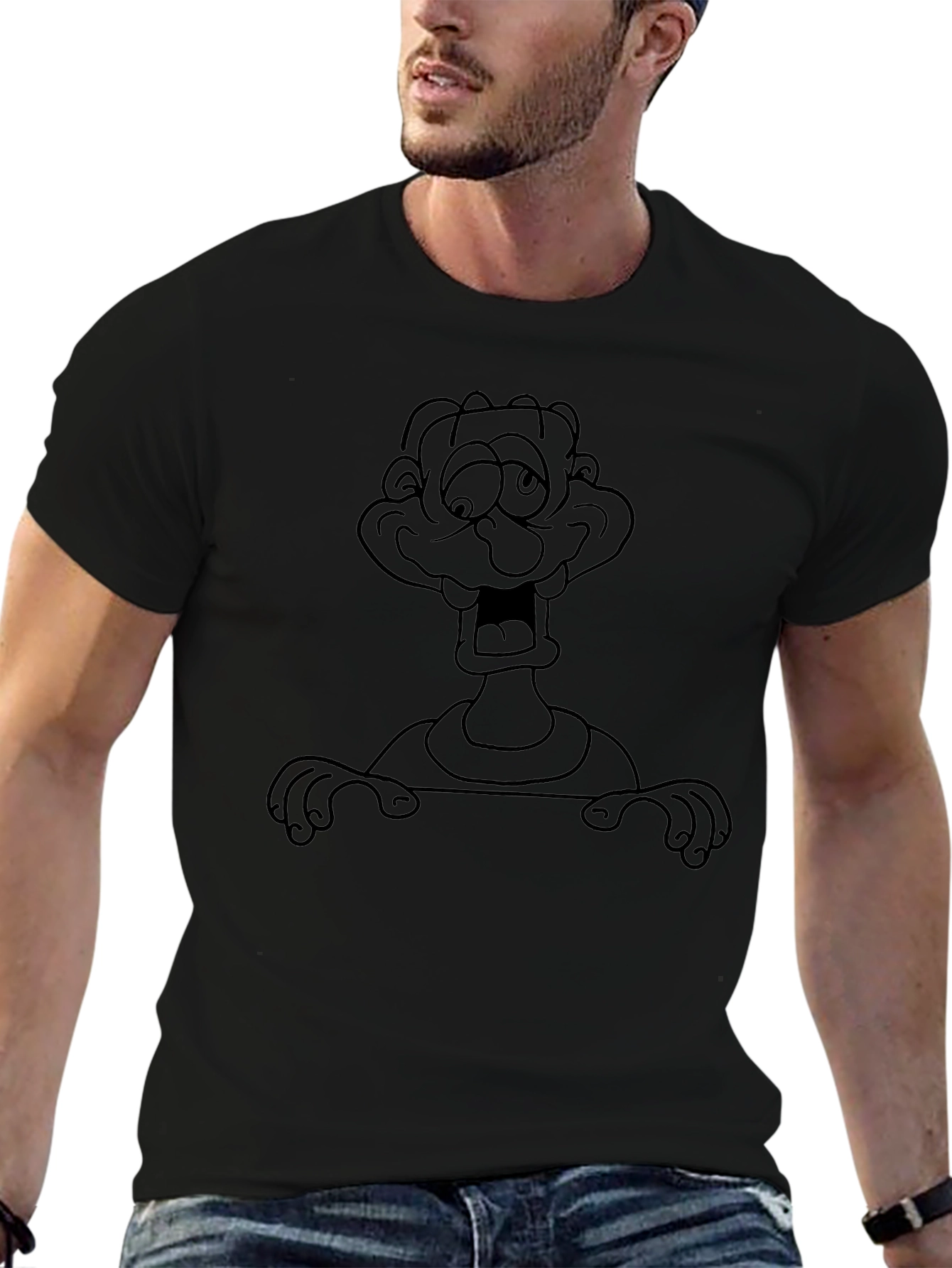 Cartoon Man Black T-Shirt