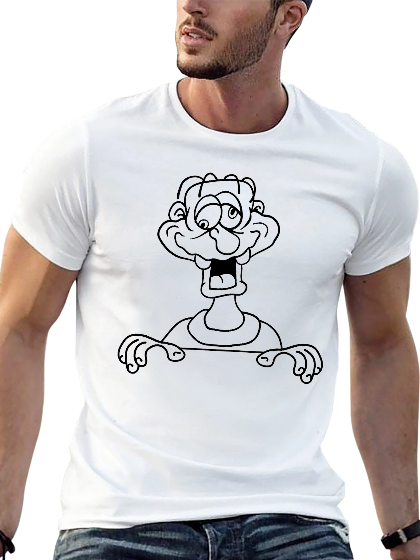 Cartoon Man Black T-Shirt