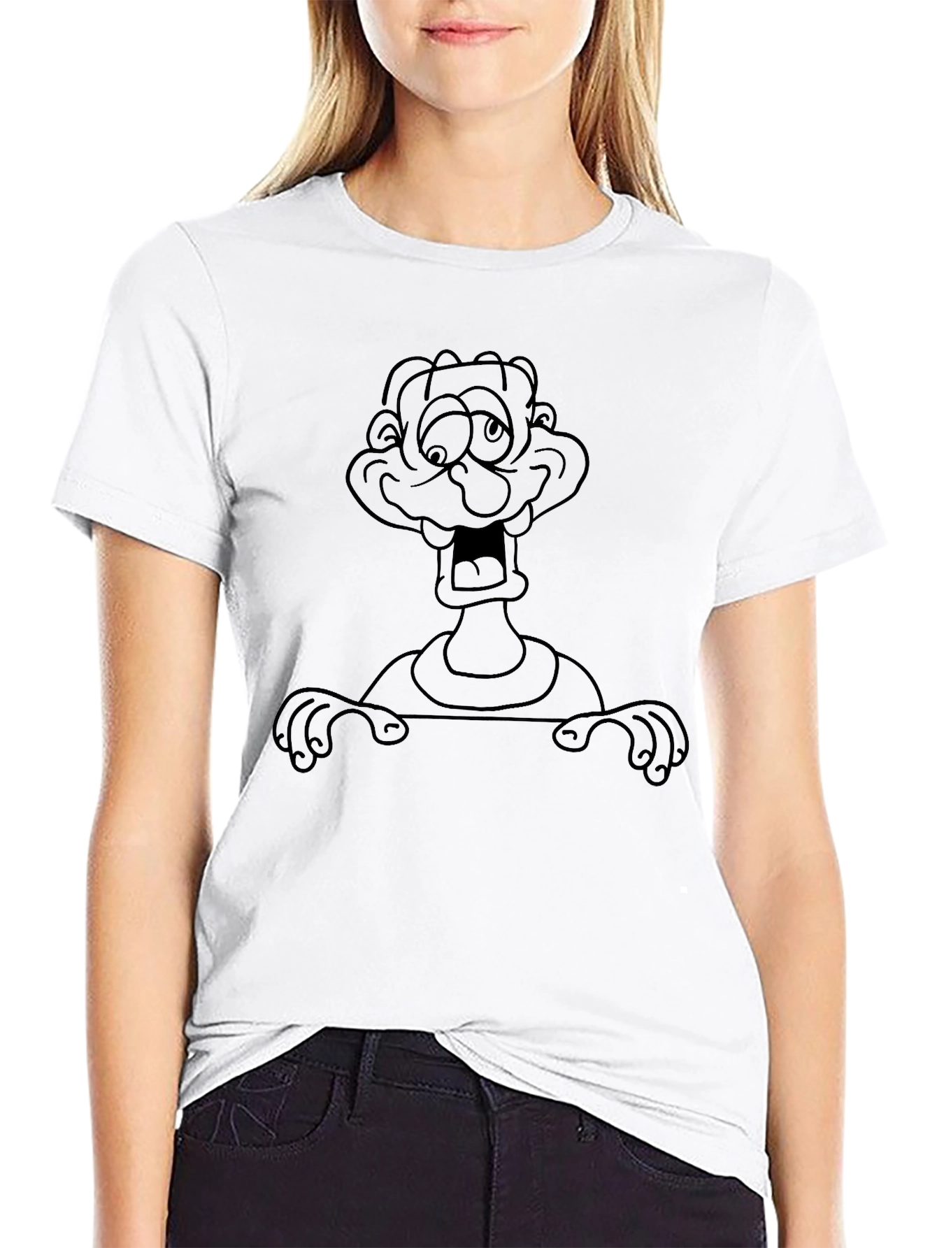 Cartoon Man Black T-Shirt