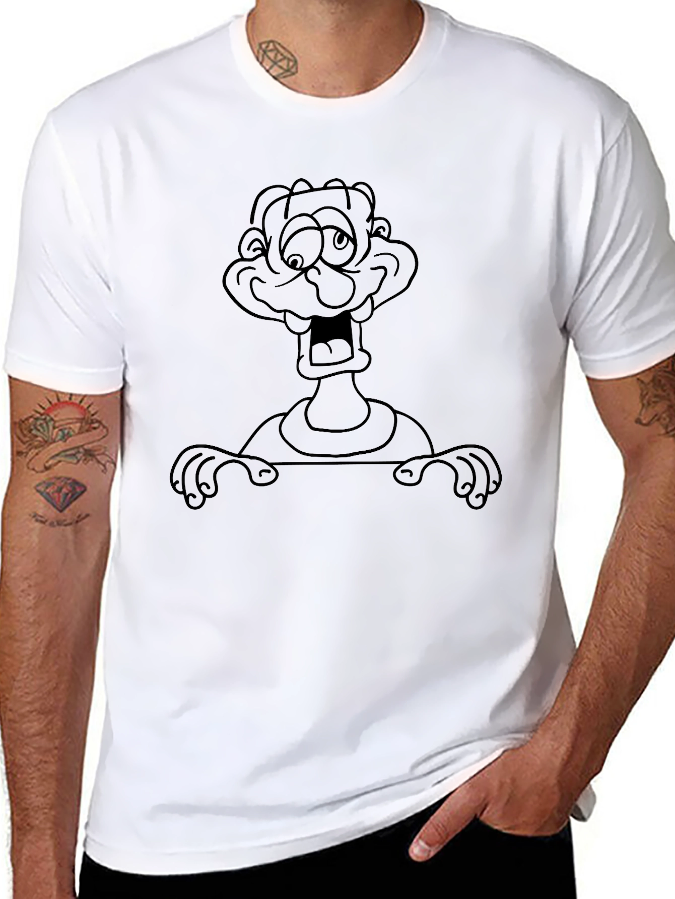 Cartoon Man Black T-Shirt