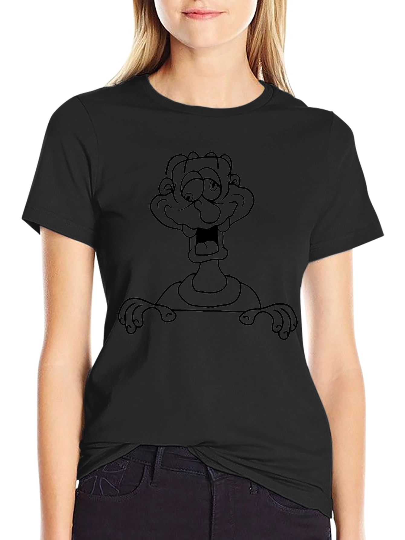 Cartoon Man Black T-Shirt