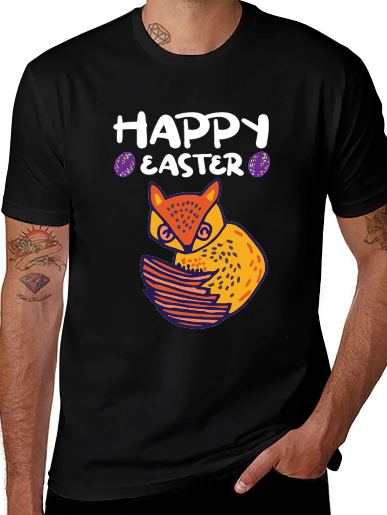 Happy Easter Owl T-Shirt - Black