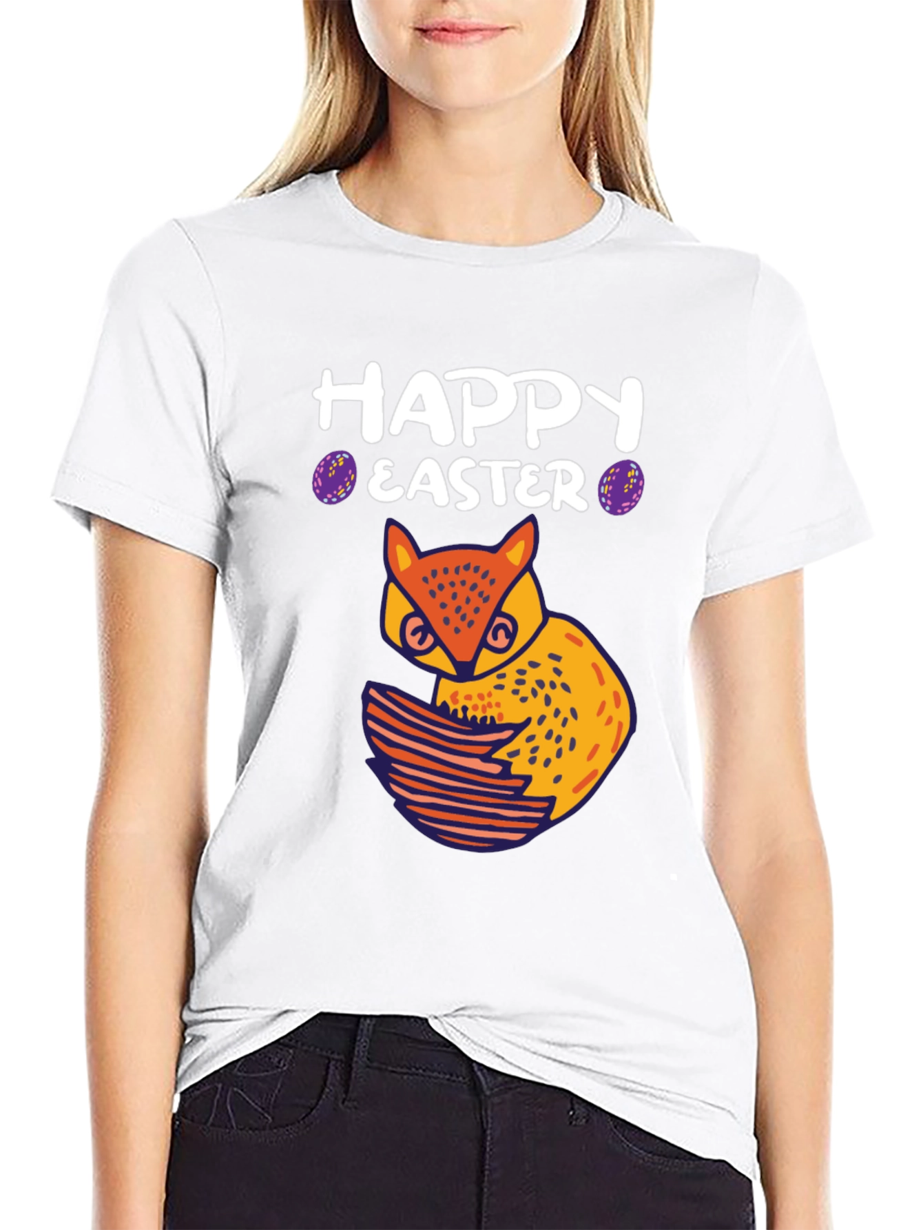 Happy Easter Owl T-Shirt - Black
