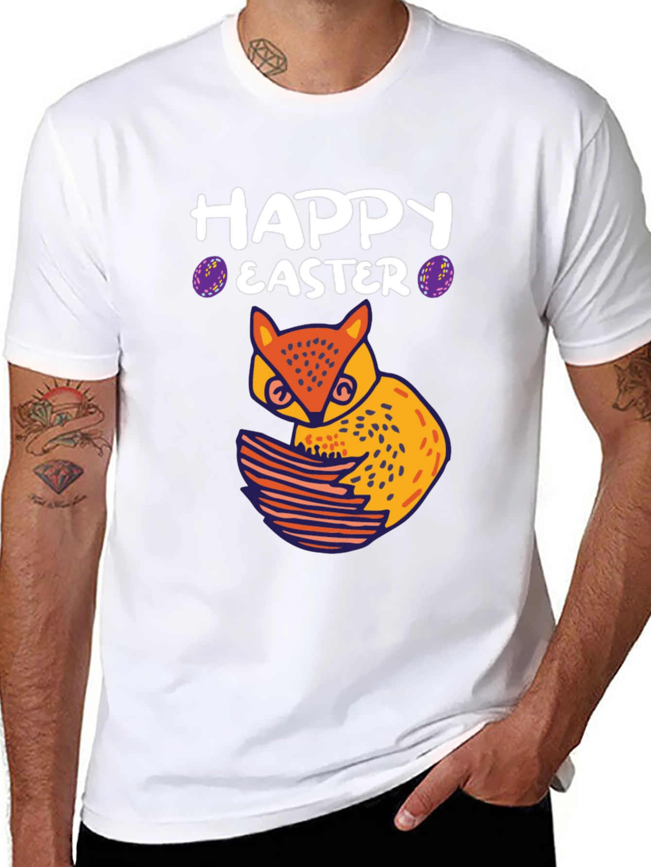 Happy Easter Owl T-Shirt - Black