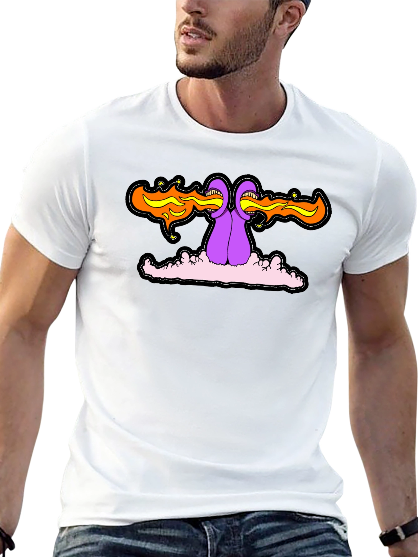 Psychedelic Fire-Breathing Monster Graphic Tee