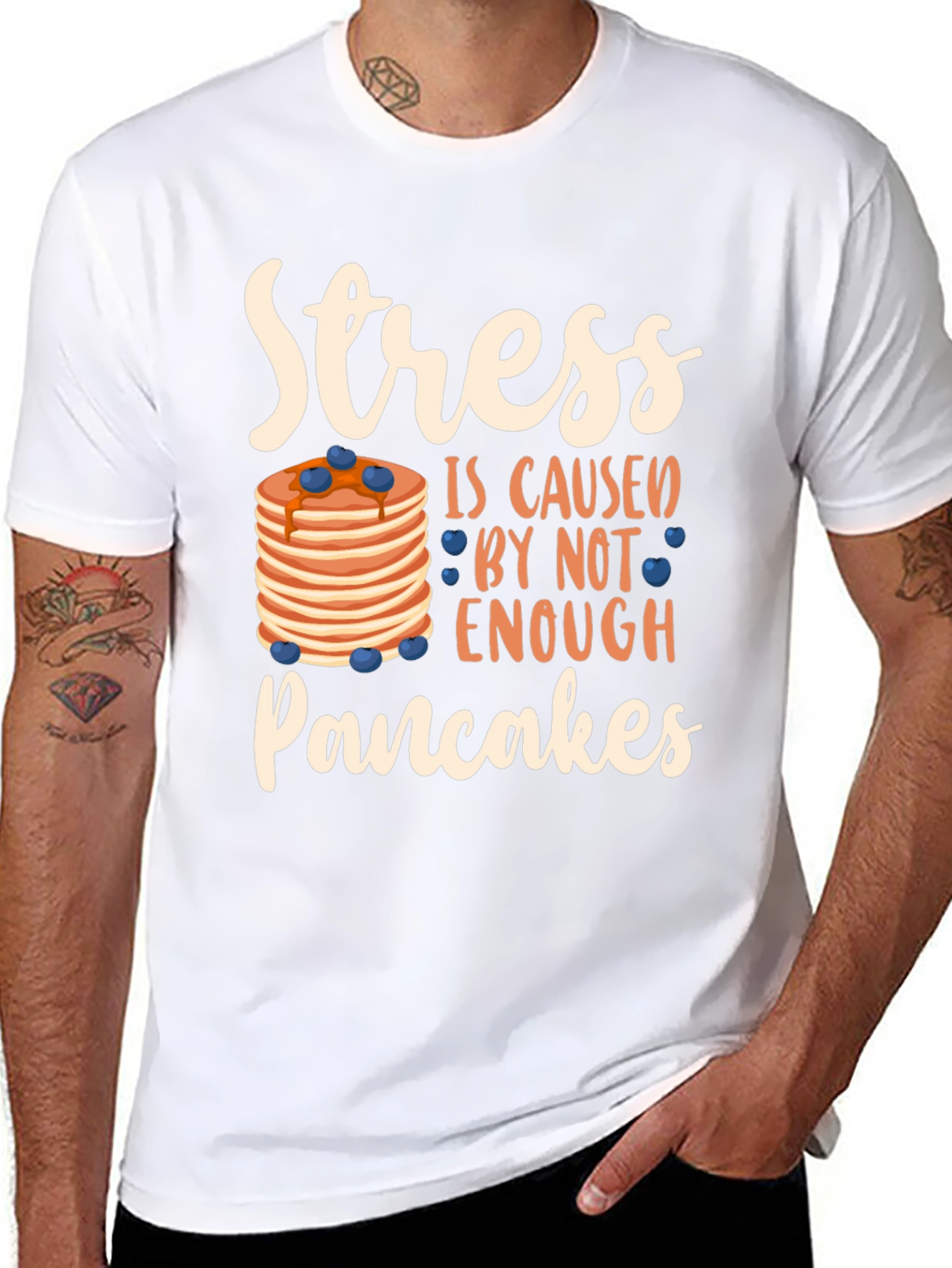Stress Pancakes T-Shirt Funny Breakfast Lover Tee