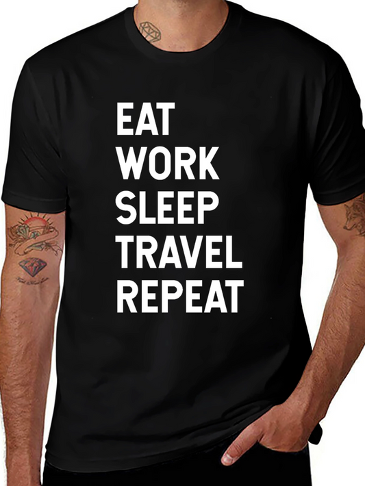 Eat Work Sleep Travel Repeat Graphic Tee