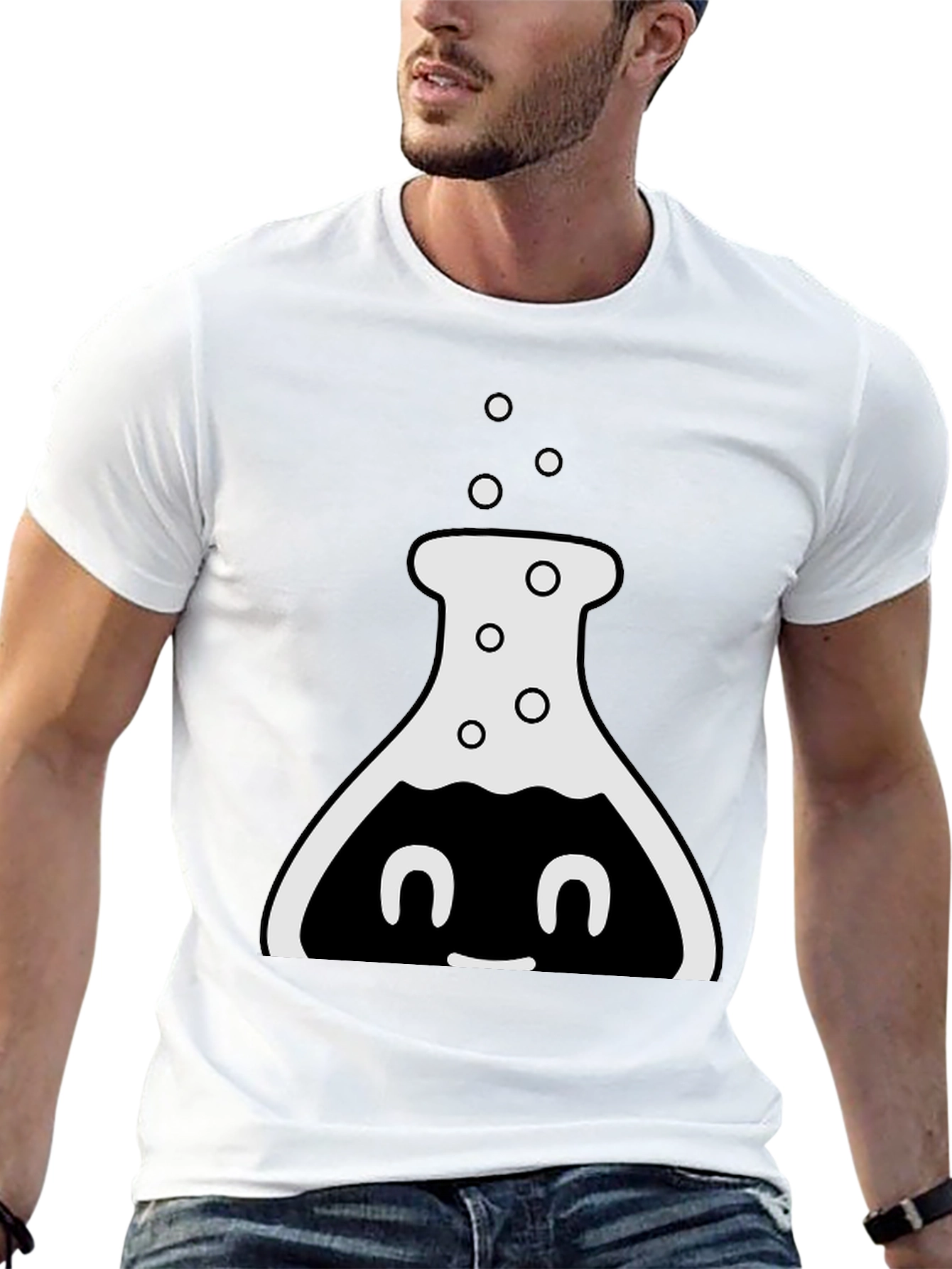 Cute Chemistry Flask Graphic Tee - Black